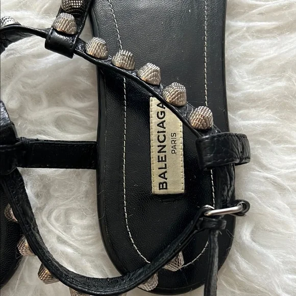 Balenciaga Black Sandals with Silver Studs - Picture 4 of 9